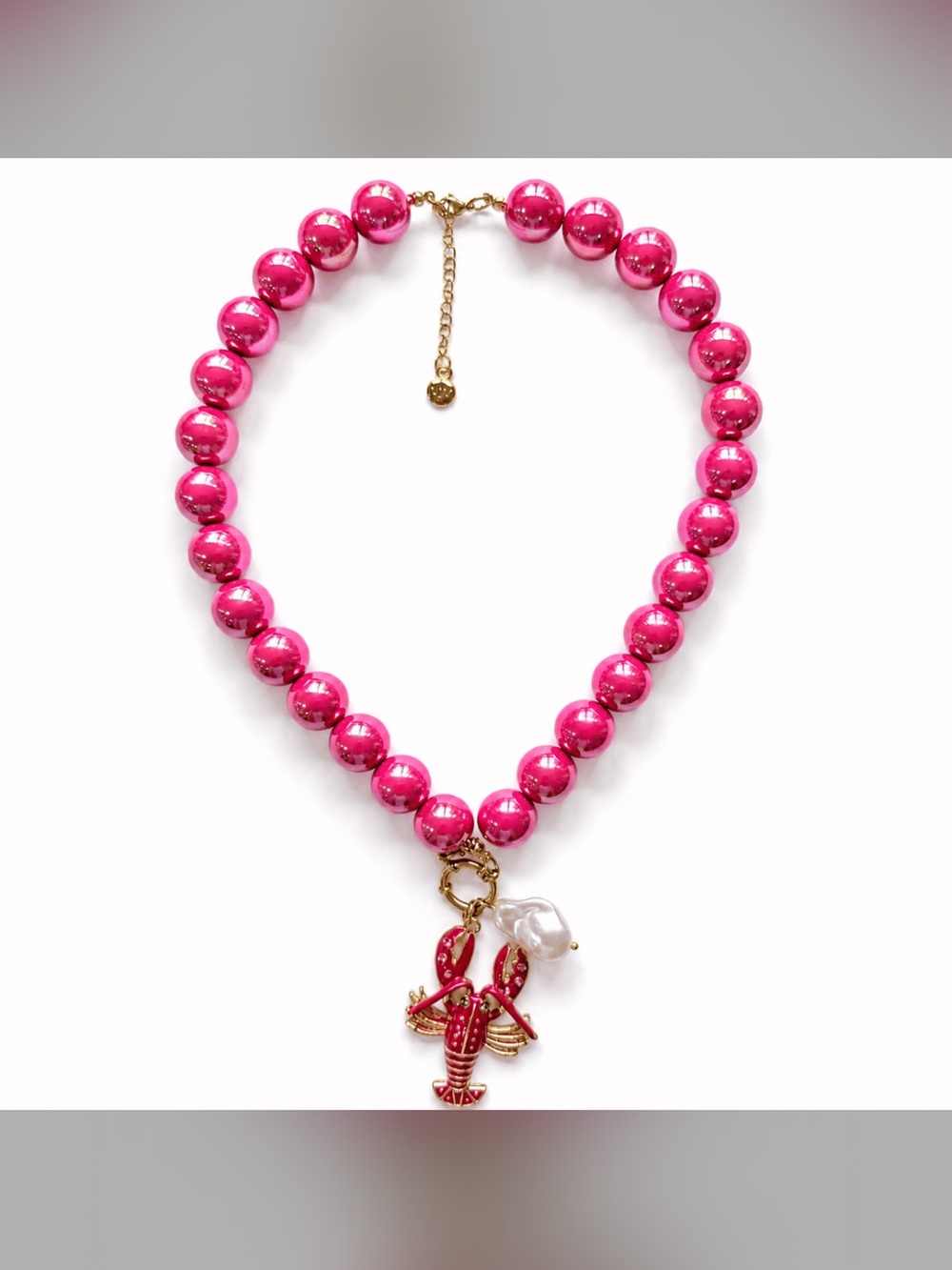 Mayamar Fuchsia Beaded Lobster Pendant Necklace (NWT)